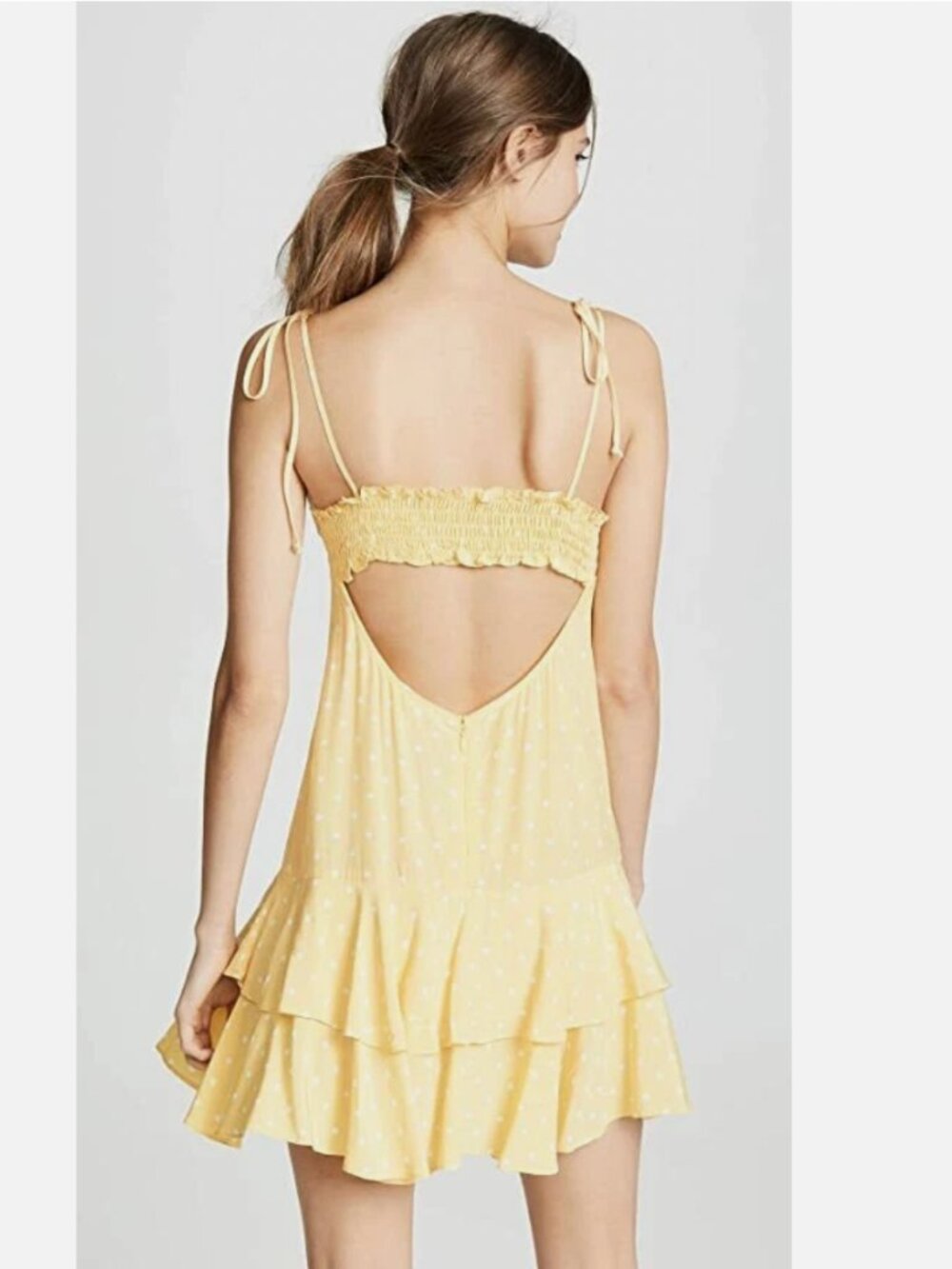 For love & Lemons - Limoncello Tiered Ruffle Yellow Polka Dot Dress - Picture 5 of 11